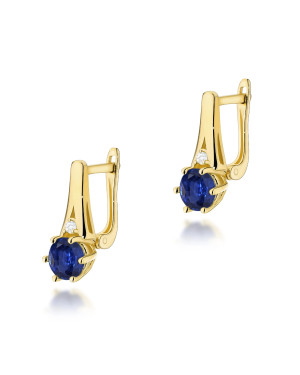 Gold flower earrings 14k with 0.20ct diamond