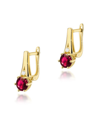 Gold flower earrings 14k with 0.20ct diamond