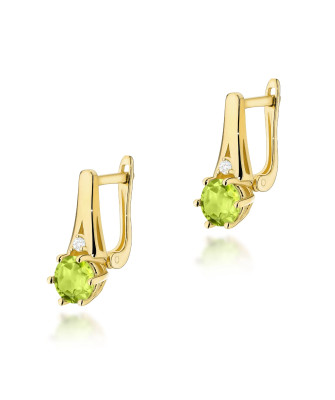 Gold flower earrings 14k with 0.20ct diamond