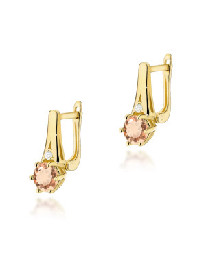 Gold flower earrings 14k with 0.20ct diamond