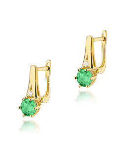 Gold flower earrings 14k with diamond 0.20ct