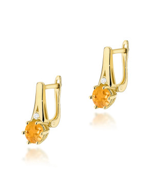 Gold flower earrings 14k with 0.20ct diamond