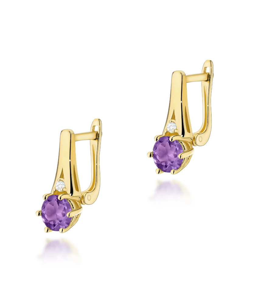 Gold flower earrings 14k with 0.20ct diamond