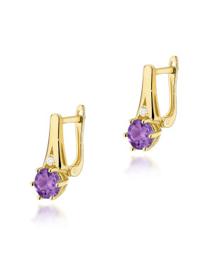 Gold flower earrings 14k with 0.20ct diamond