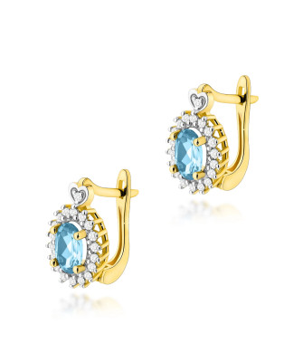 Gold flower earrings 14k with 0.20ct diamond