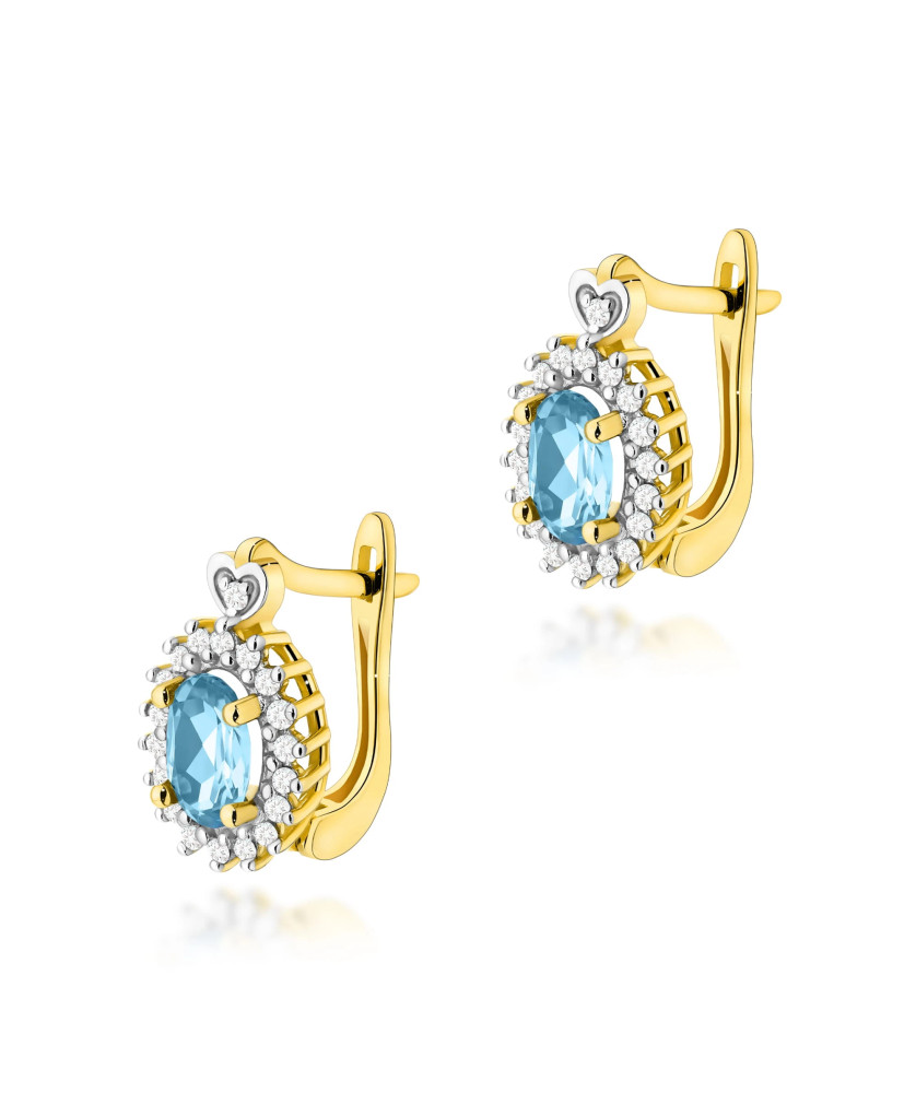 Gold flower earrings 14k with 0.20ct diamond