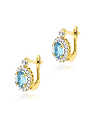 Gold flower earrings 14k with 0.20ct diamond