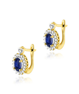 Gold flower earrings 14k with 0.20ct diamond