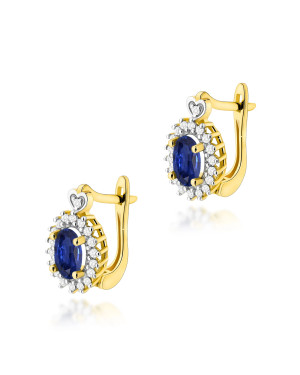 Gold flower earrings 14k with 0.20ct diamond