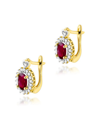 Gold flower earrings 14k with 0.20ct diamond