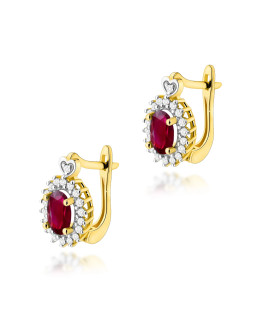 Gold flower earrings 14k with 0.20ct diamond