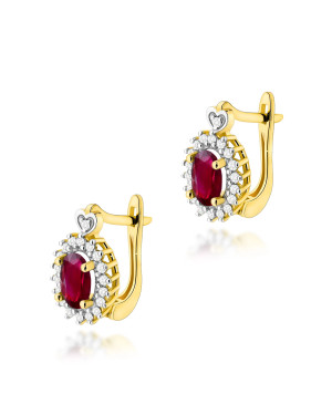 Gold flower earrings 14k with 0.20ct diamond