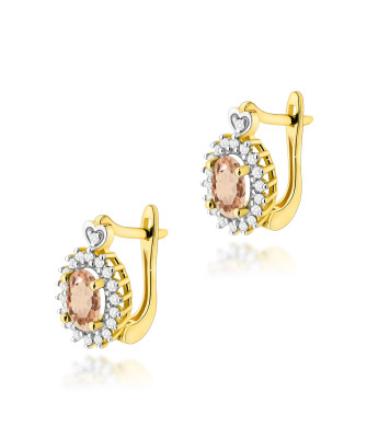 Gold flower earrings 14k with 0.20ct diamond