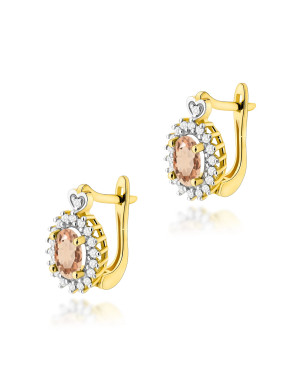 Gold flower earrings 14k with 0.20ct diamond