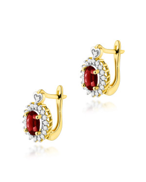 Gold flower earrings 14k with 0.20ct diamond
