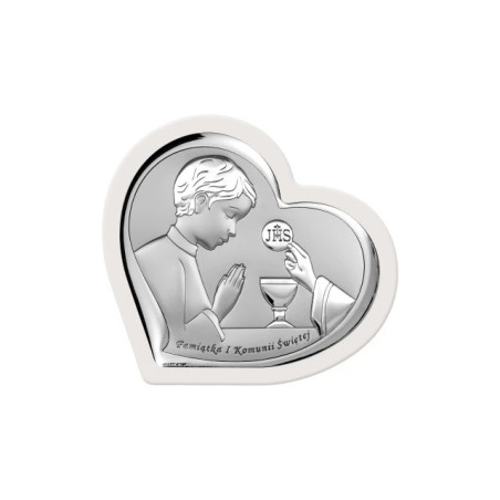 SOUVENIR OF THE FIRST HOLY COMMUNION FOR A BOY (WHITE WOOD HEART)