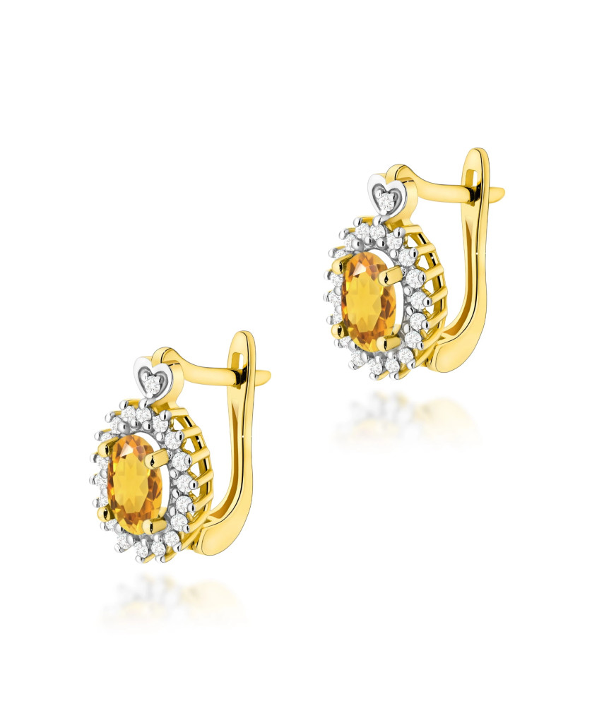 Gold flower earrings 14k with 0.20ct diamond