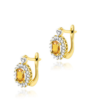 Gold flower earrings 14k with 0.20ct diamond