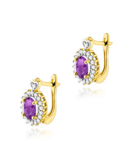 Gold flower earrings 14k with 0.20ct diamond