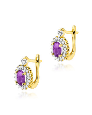 Gold flower earrings 14k with 0.20ct diamond