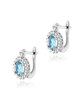 Gold flower earrings 14k with 0.20ct diamond