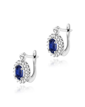 Gold flower earrings 14k with 0.20ct diamond