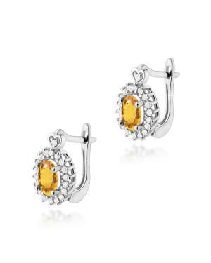 Gold flower earrings 14k with 0.20ct diamond