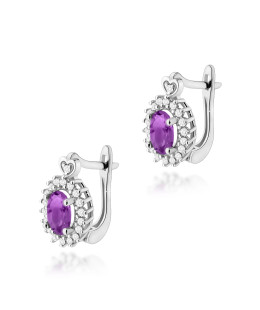 Gold flower earrings 14k with 0.20ct diamond