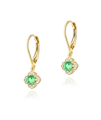 Gold flower earrings 14k with 0.20ct diamond