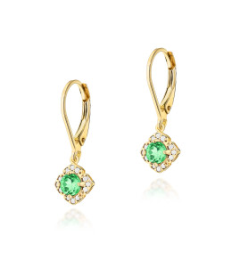 Gold flower earrings 14k with 0.20ct diamond
