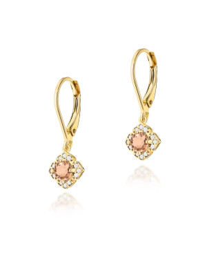 Gold flower earrings 14k with diamond 0.20ct