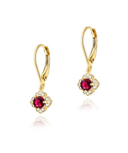 Gold flower earrings 14k with 0.20ct diamond