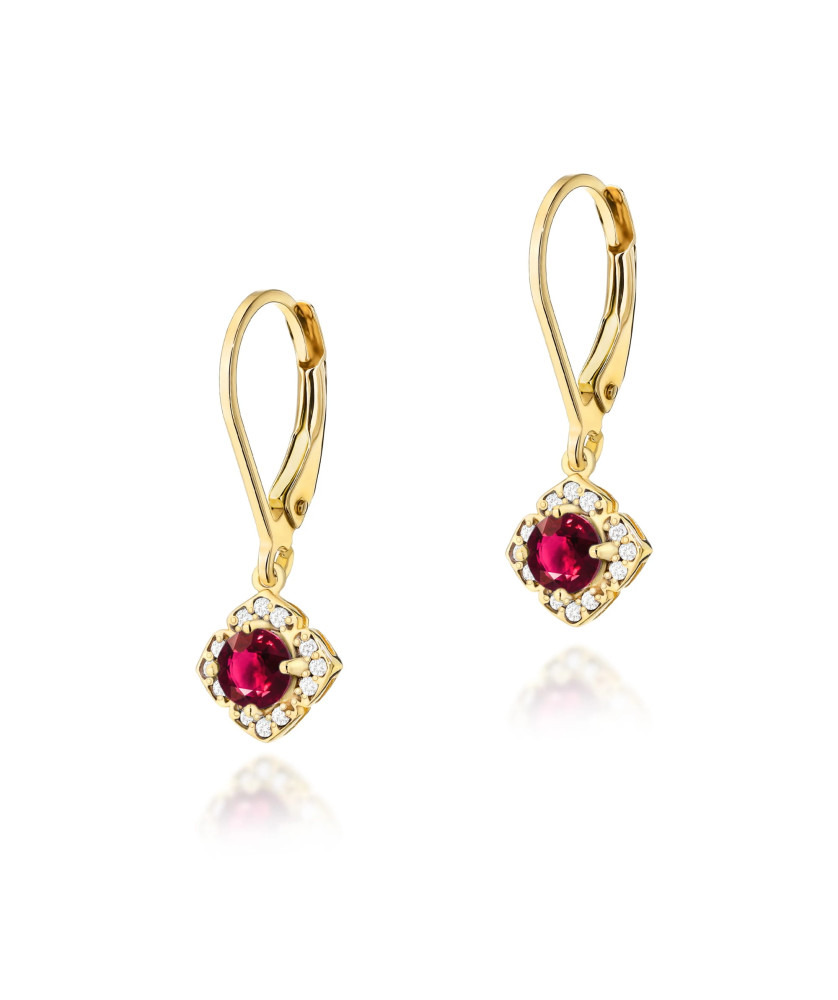 Gold flower earrings 14k with 0.20ct diamond