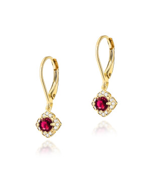 Gold flower earrings 14k with 0.20ct diamond