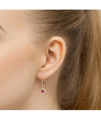 Złote kolczyki kwiatuszki próba 14k z brylantem 0,20ct