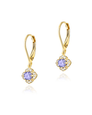 14k gold flower earrings with 0.20ct diamond