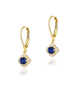 Gold flower earrings 14k with 0.20ct diamond