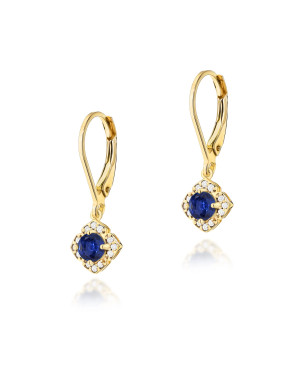 Gold flower earrings 14k with 0.20ct diamond