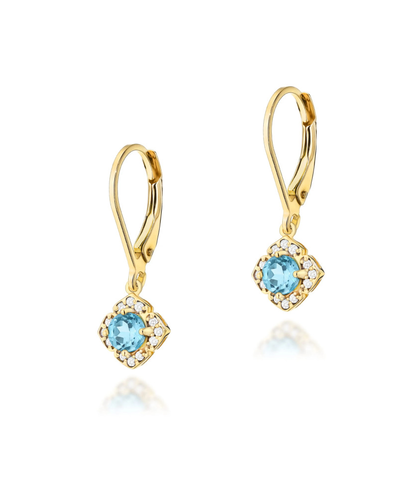 Gold flower earrings 14k with 0.20ct diamond