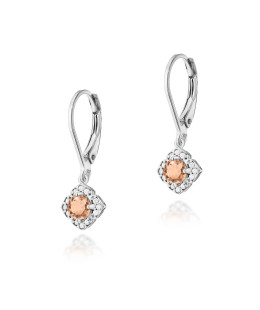 Gold flower earrings 14k with 0.20ct diamond