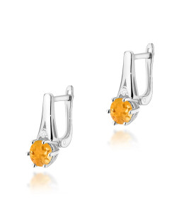 Gold flower earrings 14k with 0.20ct diamond