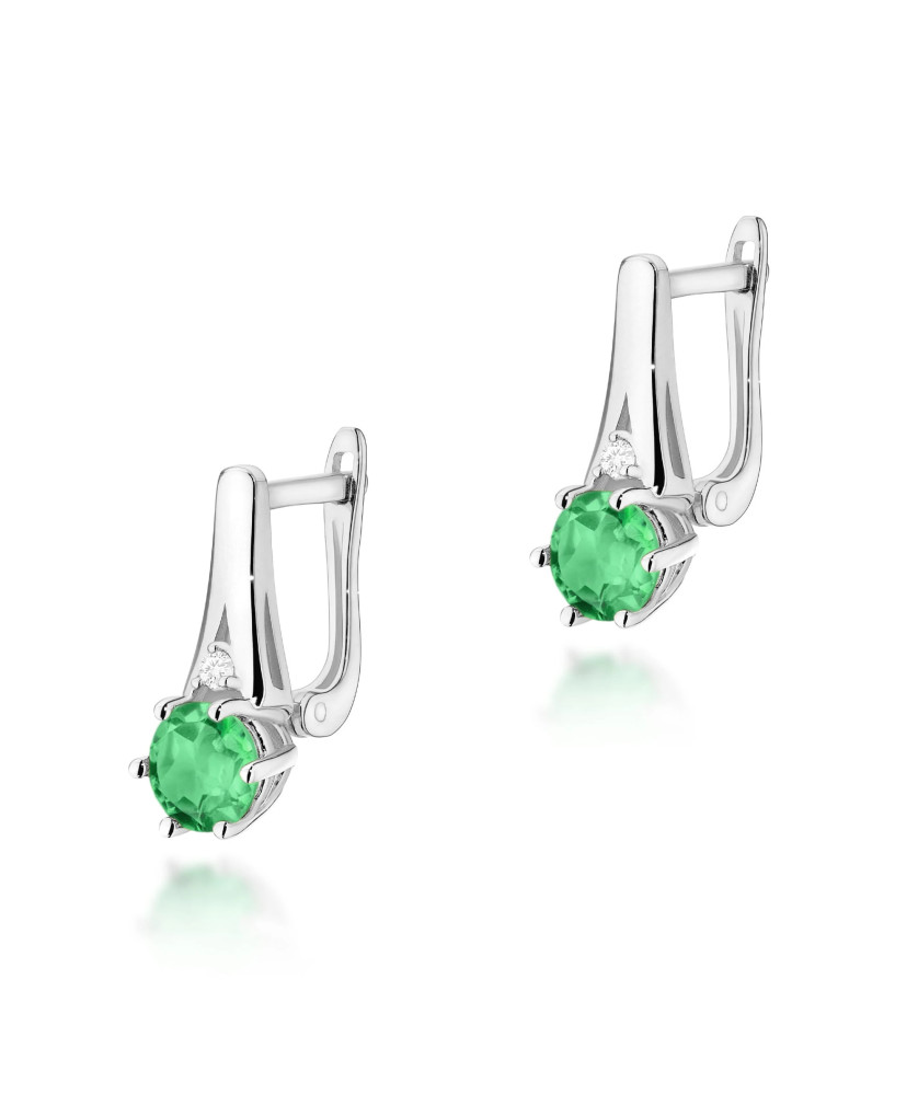 Gold flower earrings 14k with 0.20ct diamond