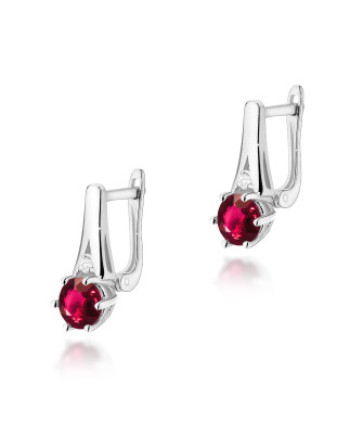 Gold flower earrings 14k with 0.20ct diamond