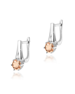 Gold flower earrings 14k with diamond 0.20ct