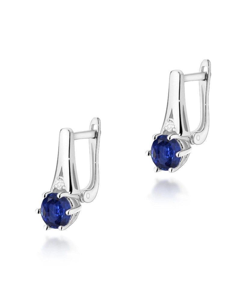 Gold flower earrings 14k with 0.20ct diamond