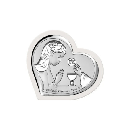 SOUVENIR OF THE FIRST HOLY COMMUNION FOR A GIRL (WHITE WOOD HEART)