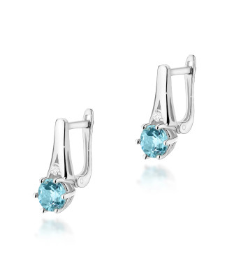 Gold flower earrings 14k with diamond 0.20ct