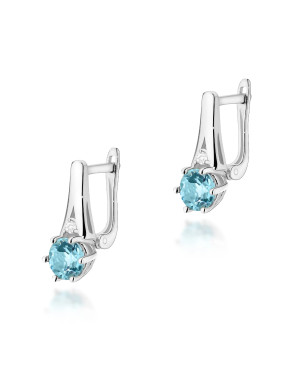 Gold flower earrings 14k with diamond 0.20ct