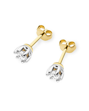 Gold flower earrings 14k with 0.20ct diamond