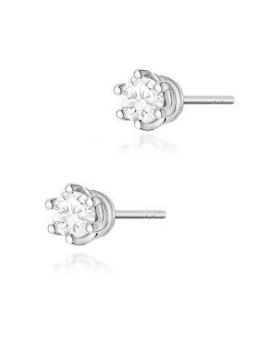 Gold flower earrings 14k with 0.20ct diamond